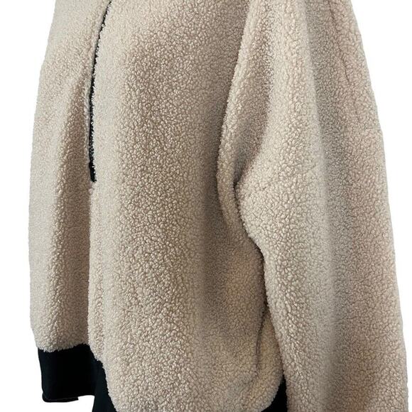Fabletics Womens Dream Polar Fleece Teddy Ivory 1/4 Zip Jacket Sweatshirt sz L - Picture 9 of 16